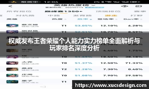 权威发布王者荣耀个人能力实力榜单全面解析与玩家排名深度分析